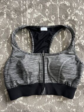 Amoena Gray Front-Zip Racerback Sports Bra - High Support